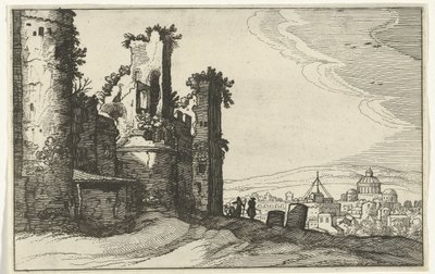 モンテピンチョからのローマの眺め ローマ時代の遺跡と海岸の風景 (シリーズ 1) (シリーズ タイトル) 作： Willem van Nieulandt (II)