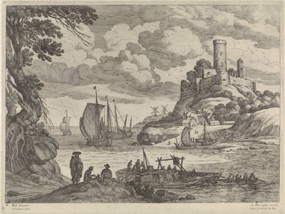船のあるハーバー ビュー 作： Willem van Nieulandt (II)