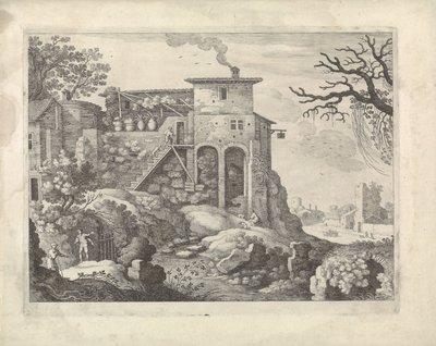 旅館のあるイタリアの風景 作： Willem van Nieulandt (II)