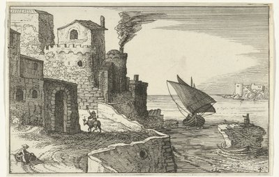 沿岸の村 ローマ時代の遺跡と海岸の風景 (シリーズ 1) (シリーズ タイトル) 作： Willem van Nieulandt (II)
