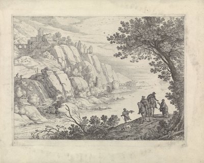 風景の中のライダーと物乞い 作： Willem van Nieulandt (II)