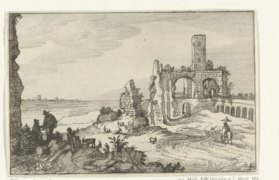 水上のアーチと塔のある廃墟 ローマ時代の遺跡と海岸の風景 (シリーズ 1) (シリーズ タイトル) 作： Willem van Nieulandt (II)