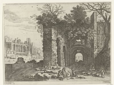廃墟の前で休む家族 イタリアの風景（連載タイトル） 作： Willem van Nieulandt (II)