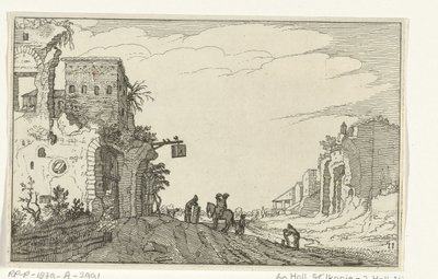 廃墟の間の道 ローマ時代の遺跡と海岸の風景 (シリーズ 1) (シリーズ タイトル) 作： Willem van Nieulandt (II)