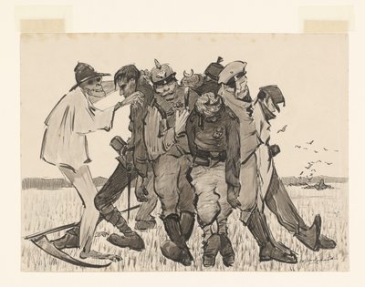 収穫 1918 年。現代のトウモロコシの束 (オブジェクトの元のタイトル) 作： Willem van Schaik (signed by artist)