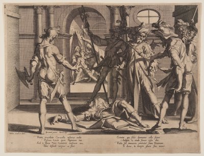 正義の王座（Thronus Iustitiae）』よりローマ判事のパピニアンの斬首、プレート5 作： Willem van Swanenburgh