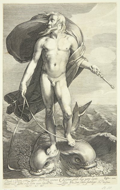 2頭のイルカに乗ったネプチューン 作： Willem van Swanenburgh