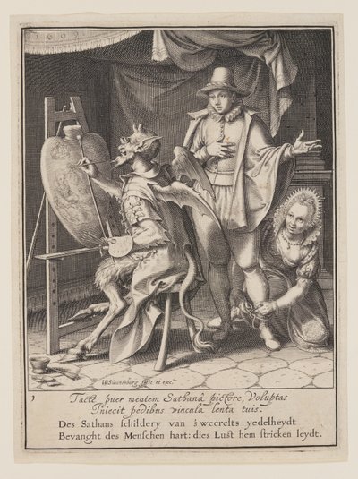 人の心を描く悪魔、『世俗財産の誤用の寓意』より 作： Willem van Swanenburgh