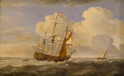 風前の灯火 オランダの旗艦 17世紀後半から18世紀初頭（油彩・パネル） 作： Willem van de II (follower of) Velde