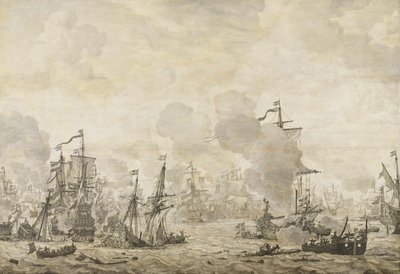 1658 年 11 月 8 日の海峡でのオランダ艦隊とスウェーデン艦隊の間の戦いのエピソード 作： Willem van de Velde (I)