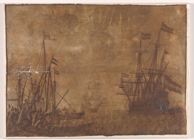 ハーバーヘッドの船 作： Willem van de Velde (I)