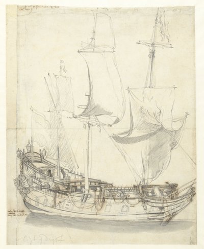 ウィッテ・デ・ウィズ中将のプリンセス・ロワイヤルを出荷 作： Willem van de Velde (I)