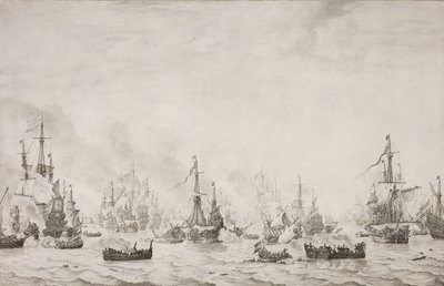 ダウンズの戦い スペイン無敵艦隊に対するダウンズの戦い、1639 年 10 月 21 日 作： Willem van de Velde (I)