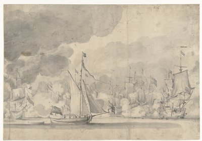 1665 年 6 月 13 日のローストフトの戦い 作： Willem van de Velde (I)