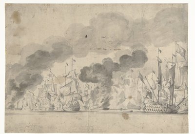 1665 年 6 月 13 日のローストフトの戦い 作： Willem van de Velde (I)