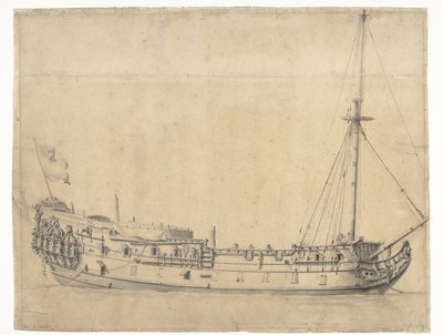 1666 年 6 月の 4 日間の戦いの後に育てられたロイヤル ジョージ号 作： Willem van de Velde (II)