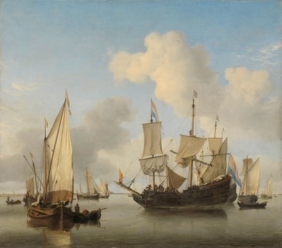 海岸のアンカーで船 作： Willem van de Velde (II)