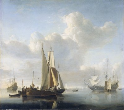 海岸の前に船 沖合の船 作： Willem van de Velde (II)