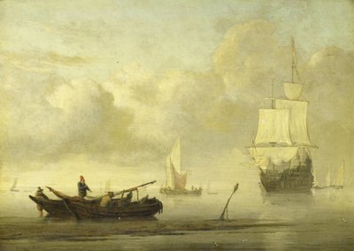凪の間、海岸近くの船 作： Willem van de Velde (II)