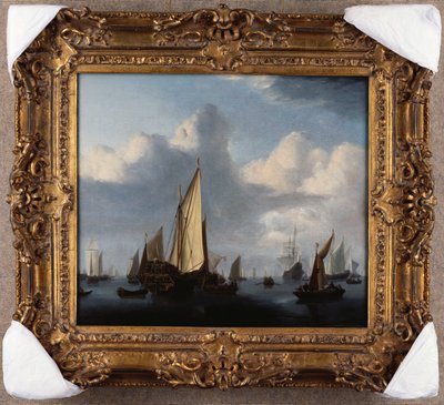 静寂の中の州のヨットと他の船積みの海景、1654 作： Willem van de Velde