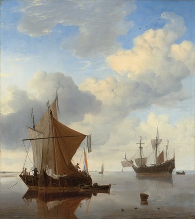 穏やかな-アンカーでのsmalschipとkaag、英語のman-o "-warの向こう 作： Willem van de Velde