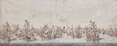 フェーマルンの戦い、1650年頃（紙にインクとウォッシュ） 作： Willem van de Velde