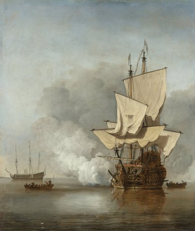 キャノンショット、1680年頃 作： Willem van de Velde
