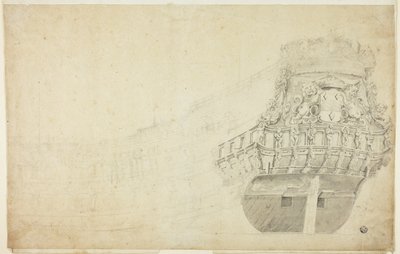 左舷から見たオランダ船の部分スケッチ 作： Willem van de Velde I