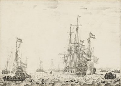 海岸近くのオランダ船 作： Willem van de Velde the Elder