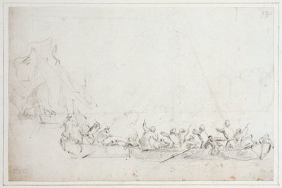 オランダまたはイギリスとバーバリー海賊の船上での戦い（1675年頃）（白亜 作： Willem van de Velde the Younger