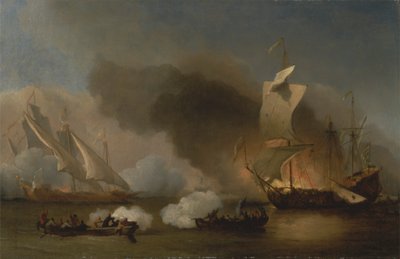 イギリス艦船とバーバリー・コルセアの交戦 作： Willem van de Velde the Younger