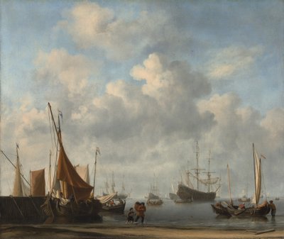 オランダの港への入り口、およそ。 1665年。 作： Willem van de Velde the Younger