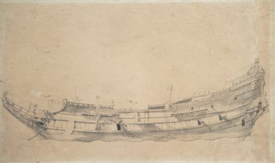 オランダのフリゲート艦の肖像 1655年頃（黒鉛、灰色水彩） 作： Willem van de Velde the Younger