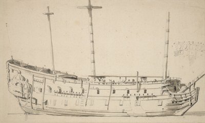 二階建ての肖像 1675年頃（黒鉛、灰色水彩） 作： Willem van de Velde the Younger