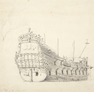 イジュルストの肖像」（1653年）1665年頃（黒鉛、灰色水彩） 作： Willem van de Velde the Younger