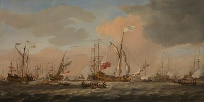 爽やかな風の中、メアリー王女とともにグレーブゼンドに到着したヨット「メアリー号 作： Willem van de Velde the Younger