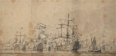 ロイヤル・プリンス」の降伏、1666年6月3-13日、1666年頃（黒鉛、灰色水彩） 作： Willem van de Velde the Younger