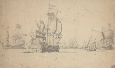 戦列を組むオランダ艦隊、1672年5月？ 作： Willem van de the Elder Velde