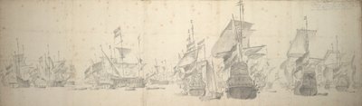 1658年10月7日～17日、テルシェリング沖のオランダ艦隊で開かれた海戦会議 作： Willem van de the Elder Velde