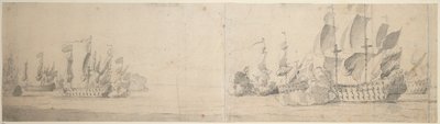 ビーチとファン・ヘントのアクション 作： Willem van de the Elder Velde