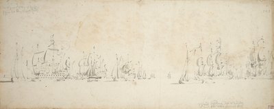 北海でトロンプ艦隊と合流するデ・ルイター（1665年8月8日～18日 作： Willem van de the Elder Velde