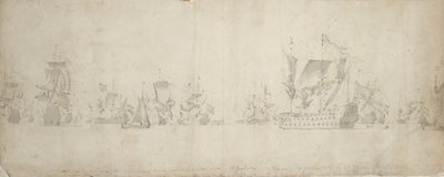 1665年8月8日から18日にかけて行われた海戦会議の後のオランダ艦隊 作： Willem van de the Elder Velde