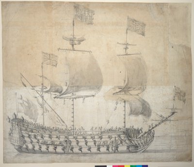 HMSブリタニア（図面） 作： Willem van de the Elder Velde
