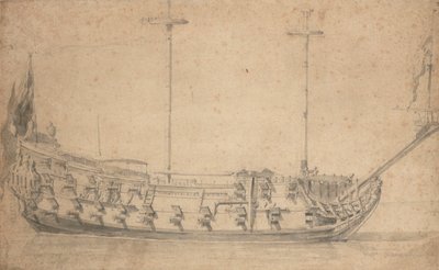 イギリス人4等兵の肖像、約42門、1675年頃（鉛筆、水彩） 作： Willem van de the Elder Velde