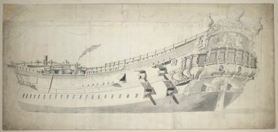 チャールズ・ガレー号」の肖像、1676年頃（黒鉛、灰色水彩） 作： Willem van de the Elder Velde