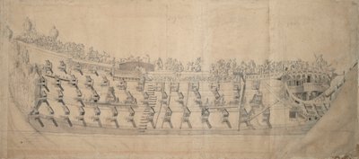 イギリス船 "チャールズ "の肖像、1676年頃（黒鉛、灰色水彩） 作： Willem van de the Elder Velde