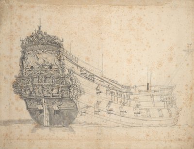ファザントの肖像」1655年頃（黒鉛、灰色水彩） 作： Willem van de the Elder Velde