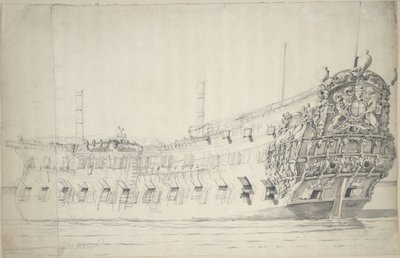 モンク号の肖像、1676年頃（黒鉛、水彩） 作： Willem van de the Elder Velde