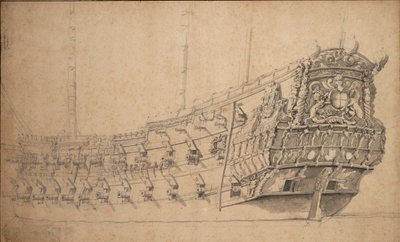 マウンタグの肖像」1661年頃（黒鉛、灰色水彩） 作： Willem van de the Elder Velde