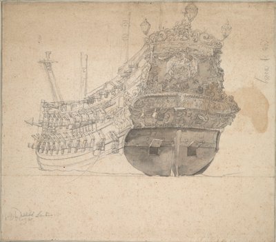シーランド号の肖像 1666年頃（黒鉛、灰色水彩） 作： Willem van de the Elder Velde